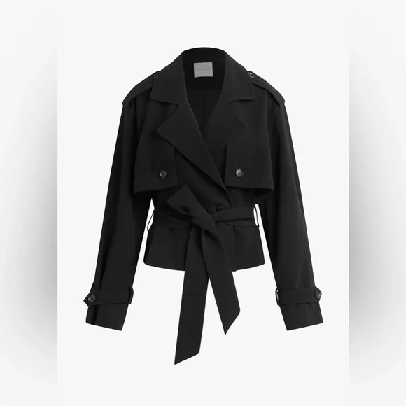 Favorite Daughter The Cropped Charles Trench in Black - Picture 5 of 9